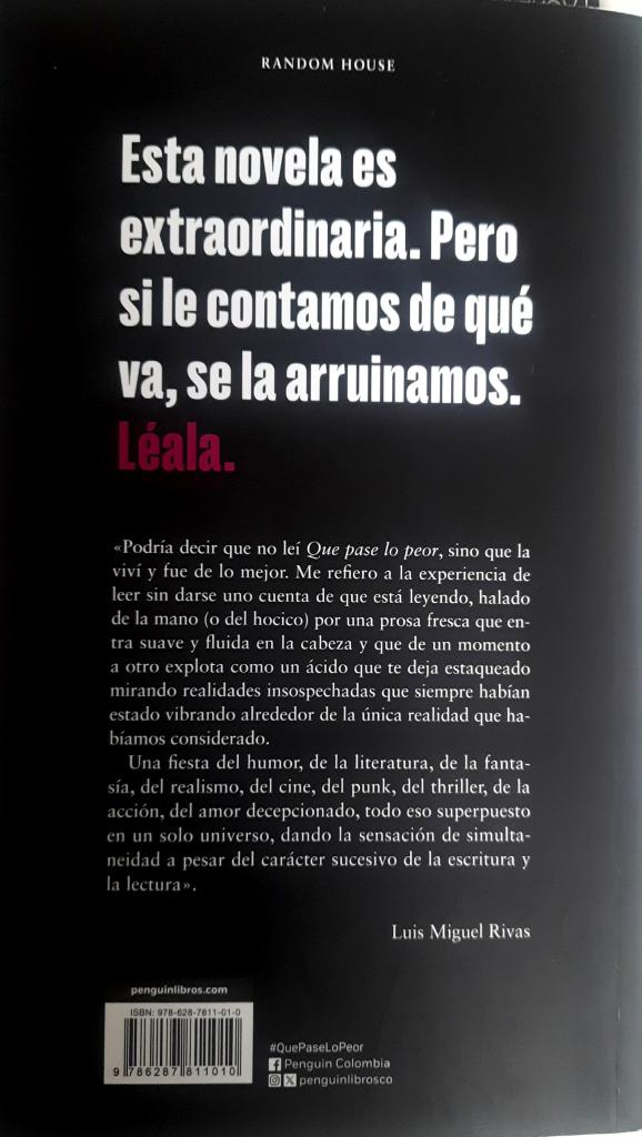 Contraportada del libro que pase lo peor de Antonio García Ángel