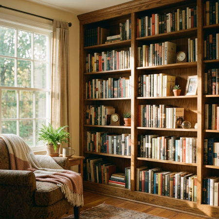 Biblioteca acogedora. Organizar libros